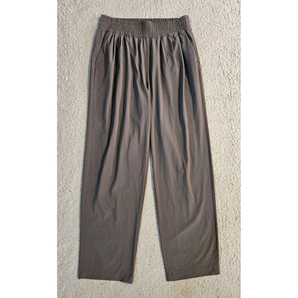 Vuori Womens Medium Gray Villa Wide Leg Pants Cropped Lightweight Elastic Waist